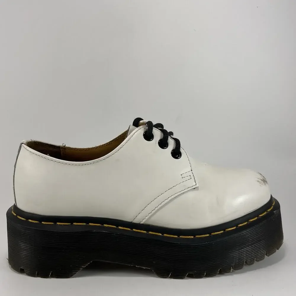 Dr Martens Docs 1461 Quad Platform Oxfords Womens Size 6 White Leather Low Top
